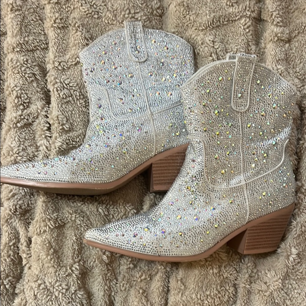 Silver Glitter Women's Western Boots